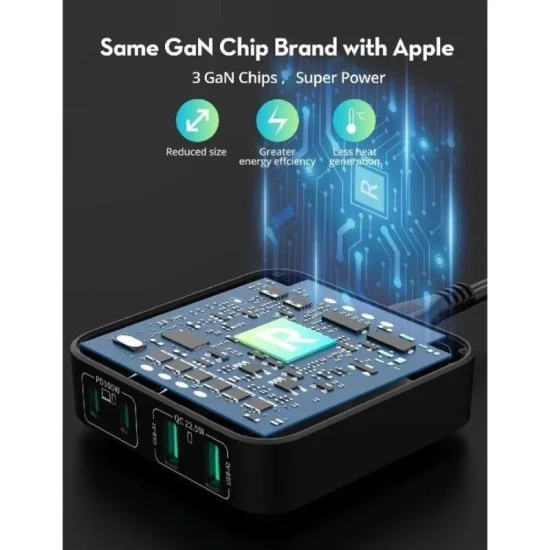 Ravpower  Gan Pd 100W 4-Port Desktop Charger Offline Black